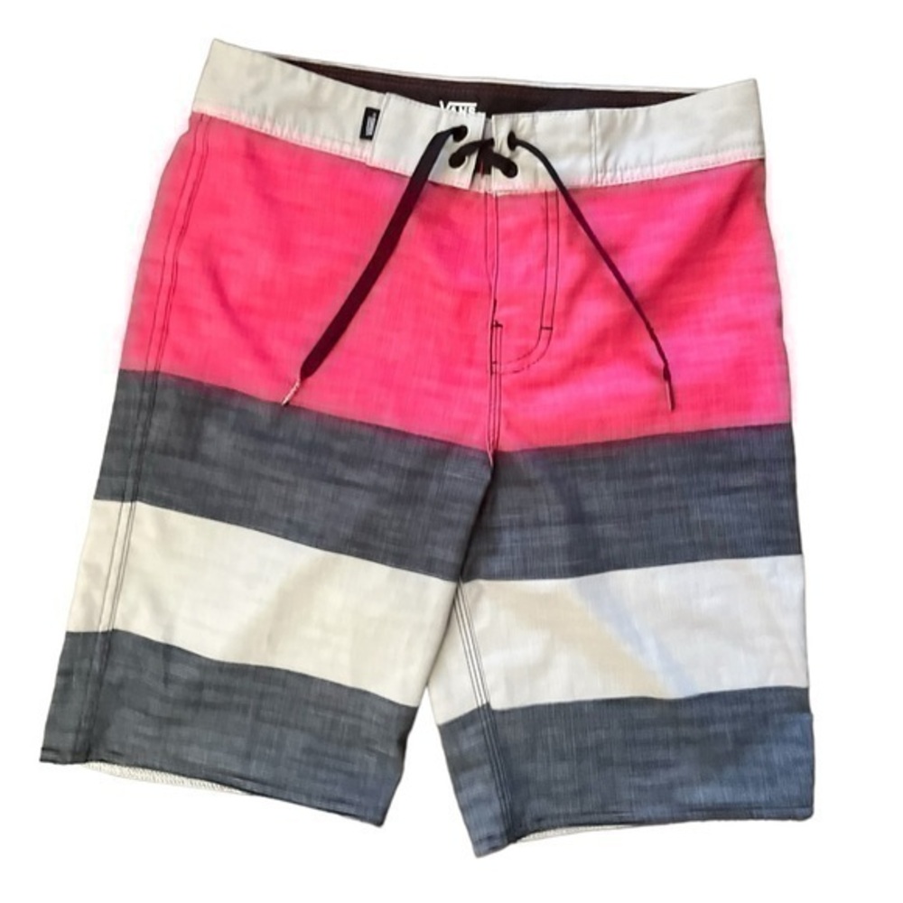 Vans Swim Trunks Size 10 Striped Colorblock Boys Tie Front Beach Summer